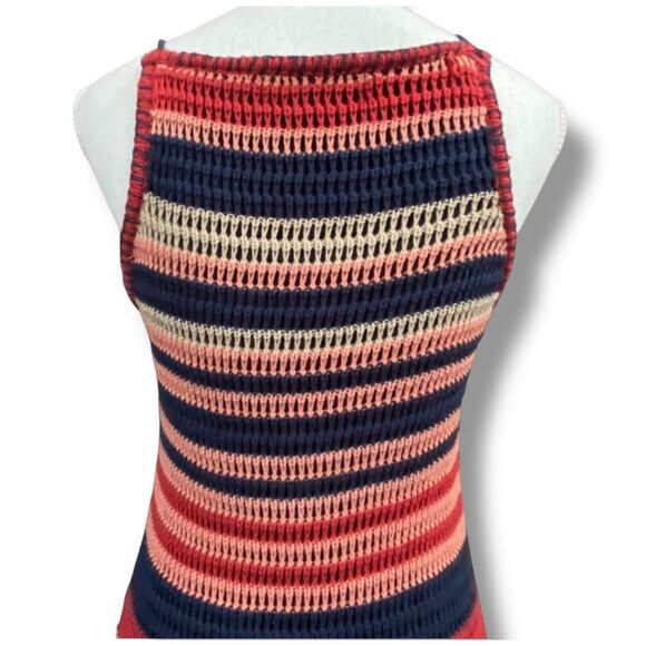 Vintage Y2K Penelope Rose Knit Striped Maxi Dress w/ Left Side Slit - Picture 9 of 12